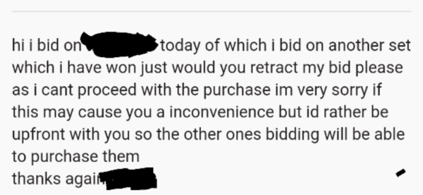 To think this isn't my problem  (eBay related)