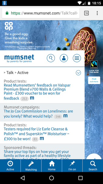 So the huge Co-op advert is chuffing annoying on a mobile.