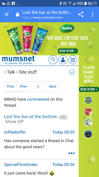 Lost the bar at the bottom