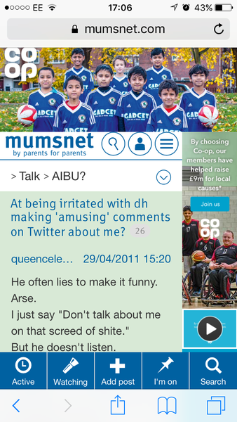 So the huge Co-op advert is chuffing annoying on a mobile.