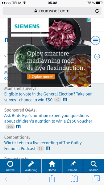 Enormous ad on mobile site