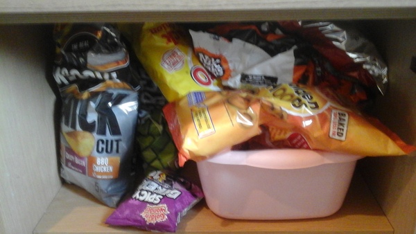 To eat a whole bag of crisps
