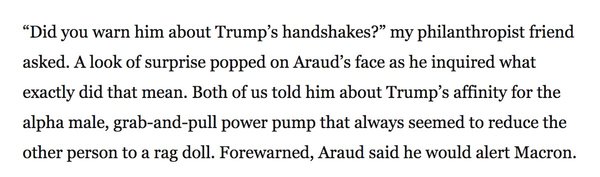 "After all that kissing arse at the Vatican, in Jerusalem and Saudi Arabia, I'm all touched out"  says exhausted POTUS. Trump continued.