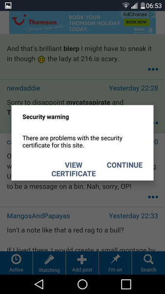 Security certificate 'issues'