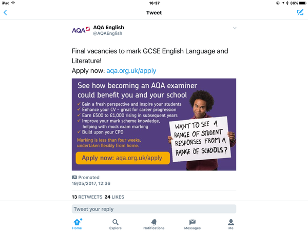 Oh dear god they still don't have enough markers for GCSE English