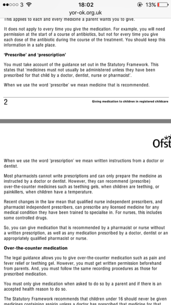 Prescription for calpol