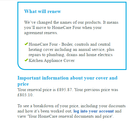 To be annoyed with British Gas Homecare renewal