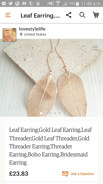 Toyah Battersby's gold leaf earrings? Where from?