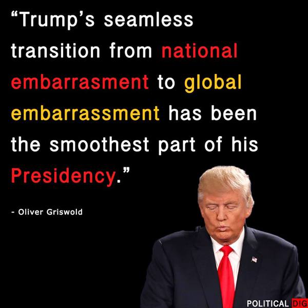 "After all that kissing arse at the Vatican, in Jerusalem and Saudi Arabia, I'm all touched out"  says exhausted POTUS. Trump continued.
