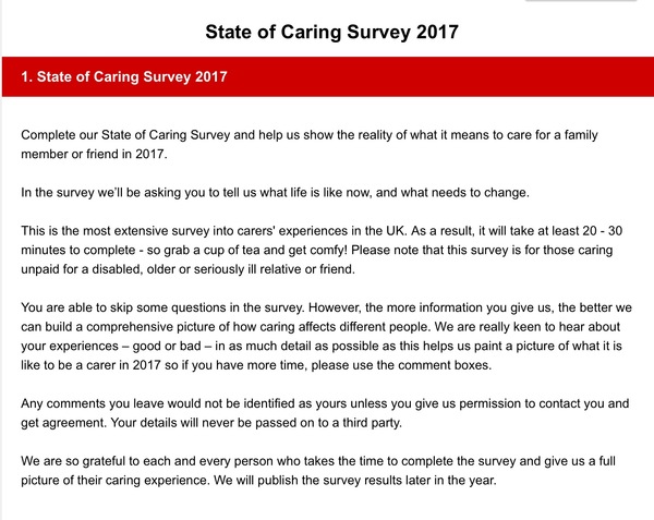 *Carers, have your say! Carers UK 2017 survey open until 19 May...*