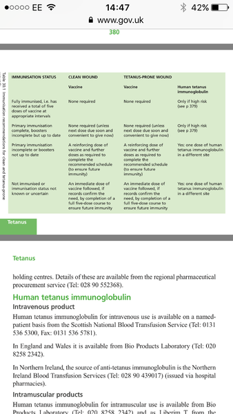To not understand tetanus jab guidance?