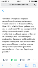 "After all that kissing arse at the Vatican, in Jerusalem and Saudi Arabia, I'm all touched out"  says exhausted POTUS. Trump continued.