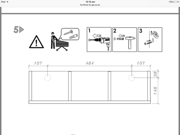 To be supplied with the brackets to attach shelf to wall