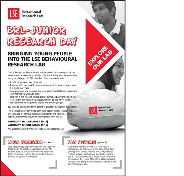 Free science/research event at LSE for ages 10-16: Saturdays 10/6 and 17/6