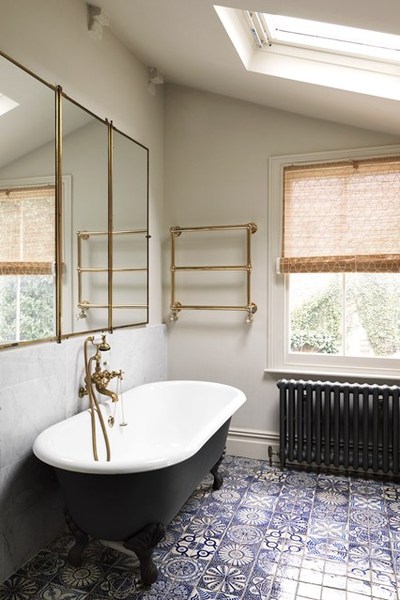blue bathroom suite