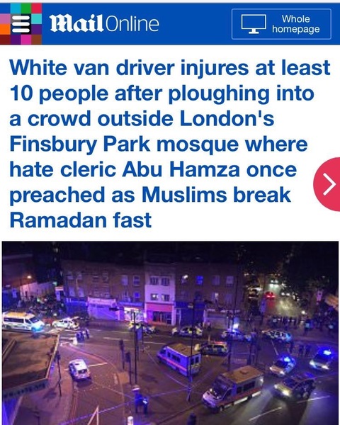 Something has happened at Finsbury Park, London