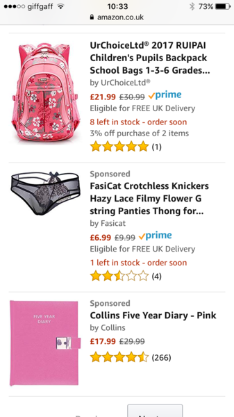 Very inappropriate Amazon sponsored link on search for children's books