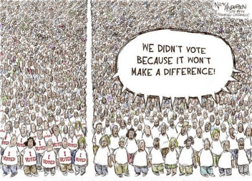 To think my vote doesn't count & not feel guilty if I didn't vote