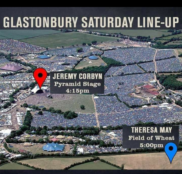Jeremy Corbyn at Glastonbury ugh