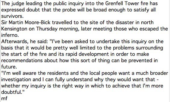London Fire: Grenfell Tower thread five