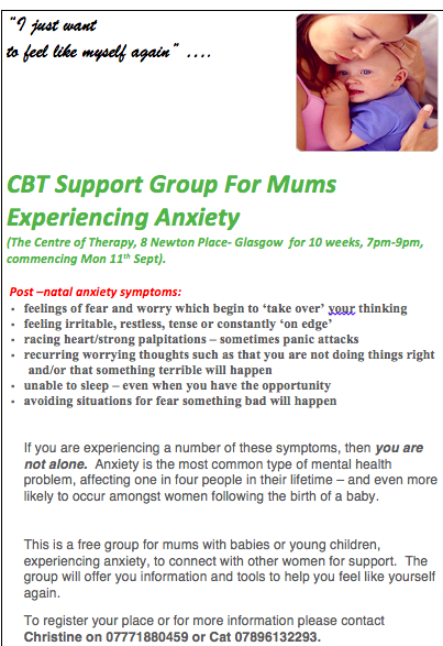 CBT support Group for Mums experiencing anxiety