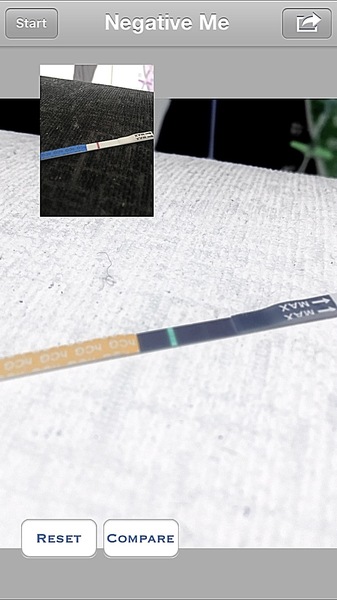 Pregnancy tests with faint lines.