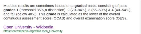 OU assessment marks vs other universities