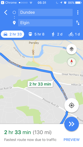 To ask about driving to north of Scotland?