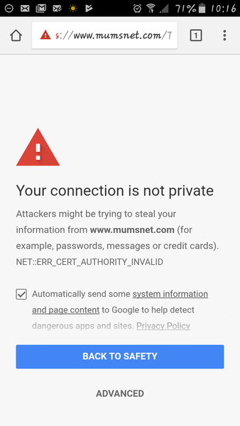 Site not secure