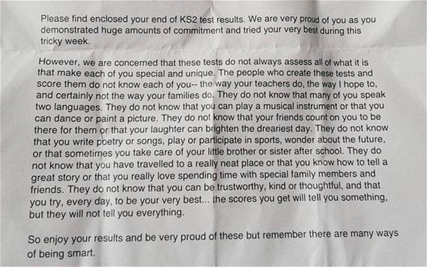 To not care that my son failed all his SATs