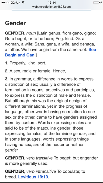 To find it infuriating when people use the words "gender" and "sex" interchangeably?