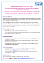 Recruiting for August involvement in progressing Perinatal Mental Health Services Development in South West London. Interested?