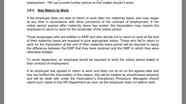Not returning to work after mat leave - question re accrued annual leave