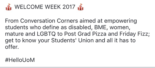 "Empowering students who define as women" - Manchester uni
