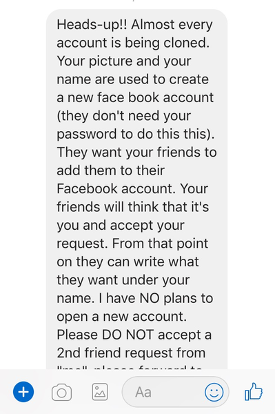 To be annoyed when apparently reasonable and intelligent people share blatantly false 'warnings' on FB.