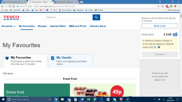 in not liking the new version Tesco on-line shop?