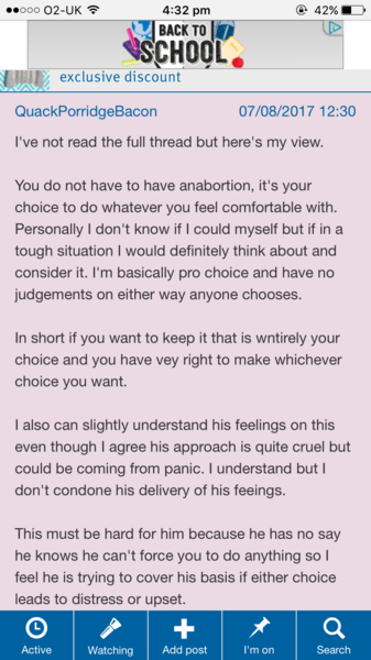 AIBU Not to  want a termination at 19 weeks just because DP 'Doesn't want a baby yet'?