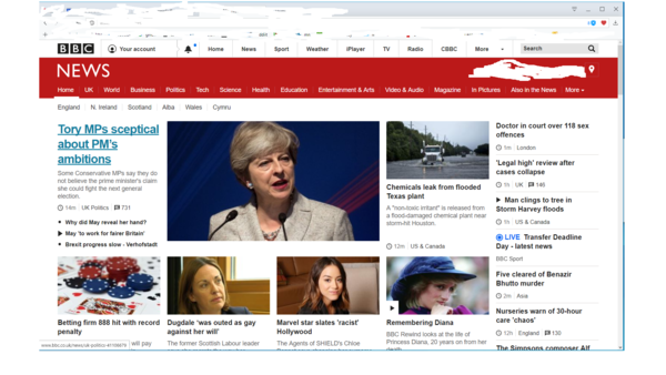 Unusual bbc news front page