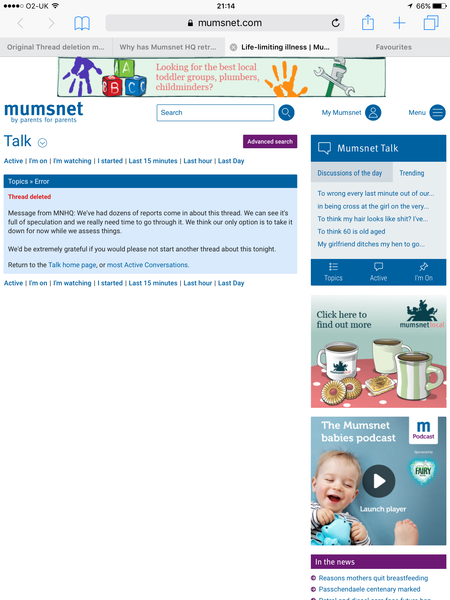 Why has Mumsnet HQ retroactively edited four deleted messages?