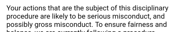 To think sisters boss is not going about this correctly? (Disciplinary)