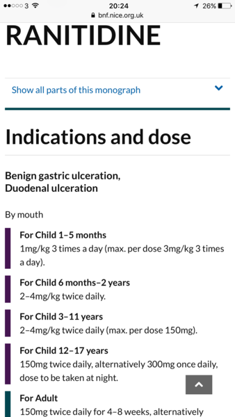 Too much Ranitidine for baby?