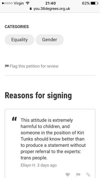 An excellent article on the problems inherent in gender self-identity and a petition to have the author silenced and reprimanded