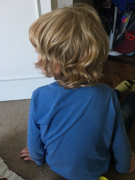 How to make DS's curly hair less scruffy (photo attached)