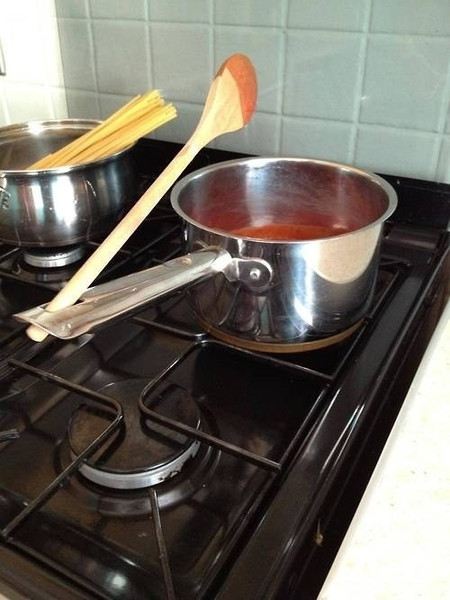 Accidentally cooked wooden spoon in sauce
