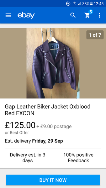 eBay Gap Claret/Burgundy Leather Jacket