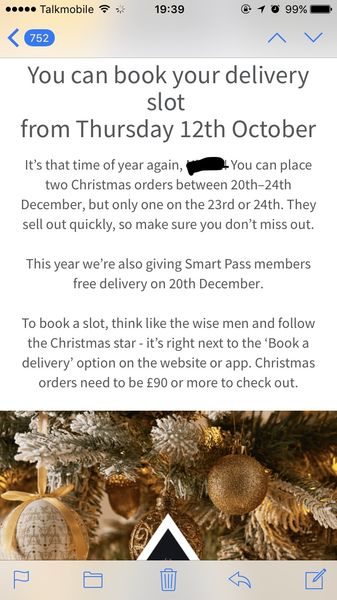 christmas food shopping - home delivery