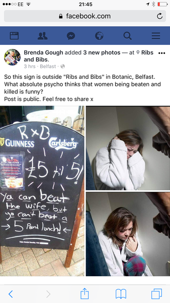 Chalkboard outside Belfast pub