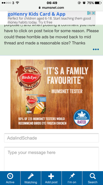 Adverts at the bottom of threads before posting box