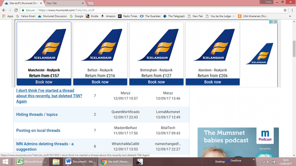 Adverts at the top of the page