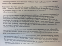 Gender Recognition Act letter - response from Justine Greening